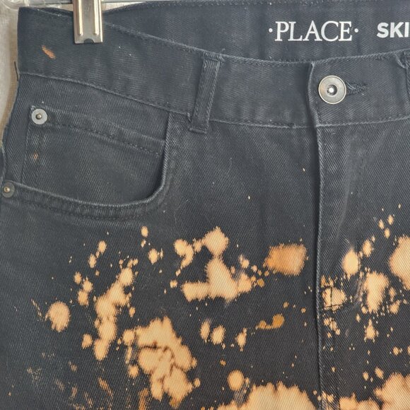 The Children's Place Black Hand Bleached Adj Waist Cotton Skinny Jeans Size 14 - Picture 6 of 16